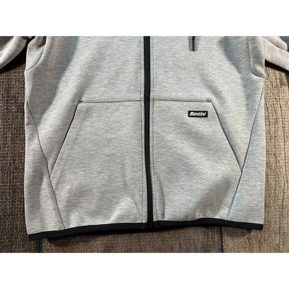 Santini 365 Grey Hoodie Jacket Mummu Cycling Medium Racing Bike - Picture 6 of 11
